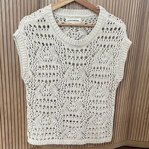 Lucky Brand Ivory Crochet Sleeveless Top